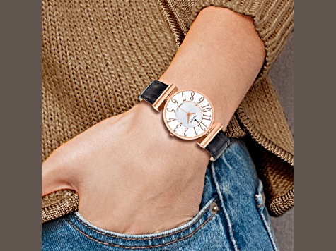 Ladies Charles Hubert  Rose IP-Plated Stainless Steel White Dial Watch