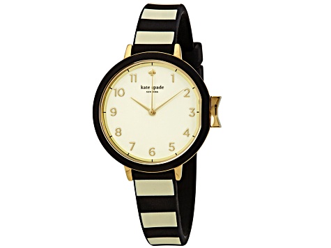 Kate Spade Women's Park Row White Dial Black and White Rubber Strap Watch