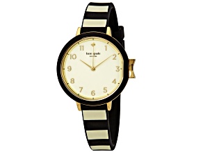Kate Spade Women's Park Row White Dial Black and White Rubber Strap Watch