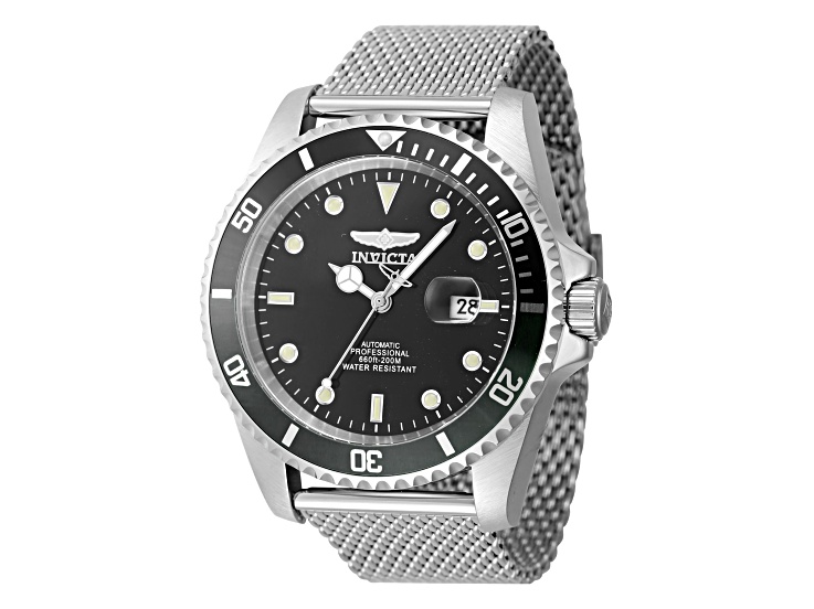 Invicta Men's Pro Diver 47mm Black Bezel Stainless Steel Mesh Band