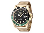 Invicta Men's Pro Diver 47mm Black and Green Bezel Yellow Stainless Steel Mesh Band Automatic Watch