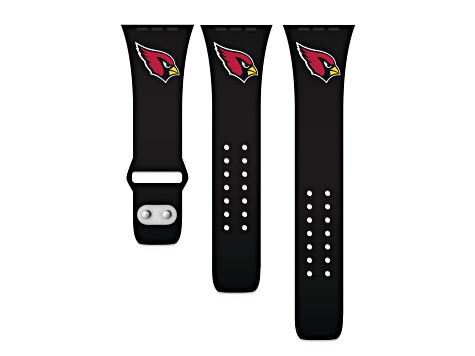 Gametime Arizona Cardinals Black Silicone Band fits Apple Watch (42/44mm M/L). Watch not included.