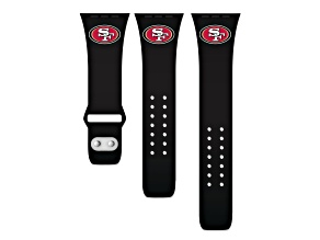 Gametime San Francisco 49ers Black Silicone Band fits Apple Watch (42/44mm M/L). Watch not included.
