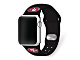 Gametime San Francisco 49ers Black Silicone Band fits Apple Watch (42/44mm M/L). Watch not included.