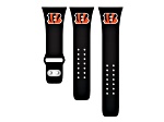 Gametime Cincinnati Bengals Black Silicone Band fits Apple Watch (42/44mm M/L). Watch not included.