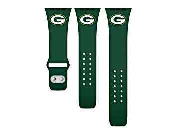 Picture of Gametime Green Bay Packers Green Silicone Apple Watch Band (42/44mm M/L). Watch not included.