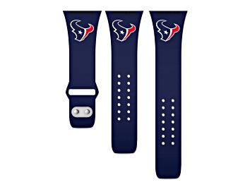 Picture of Gametime Houston Texans Navy Silicone Band fits Apple Watch (42/44mm M/L). Watch not included.