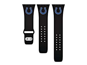 Picture of Gametime Indianapolis Colts Black Silicone Band fits Apple Watch (42/44mm M/L). Watch not included.