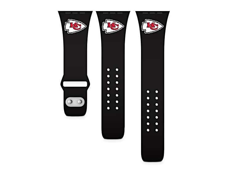 Gametime San Francisco 49ers Black Silicone Band Fits Apple Watch (42/44mm M/L). Watch Not included.