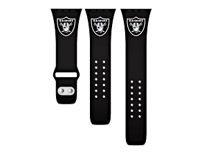 Gametime Las Vegas Raiders Black Silicone Apple Watch Band (42/44mm M/L). Watch not included.