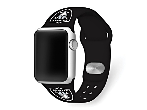 Gametime Las Vegas Raiders Black Silicone Apple Watch Band (42/44mm M/L). Watch not included.