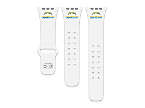 Gametime Los Angeles Chargers White Silicone Apple Watch Band (42/44mm M/L). Watch not included.