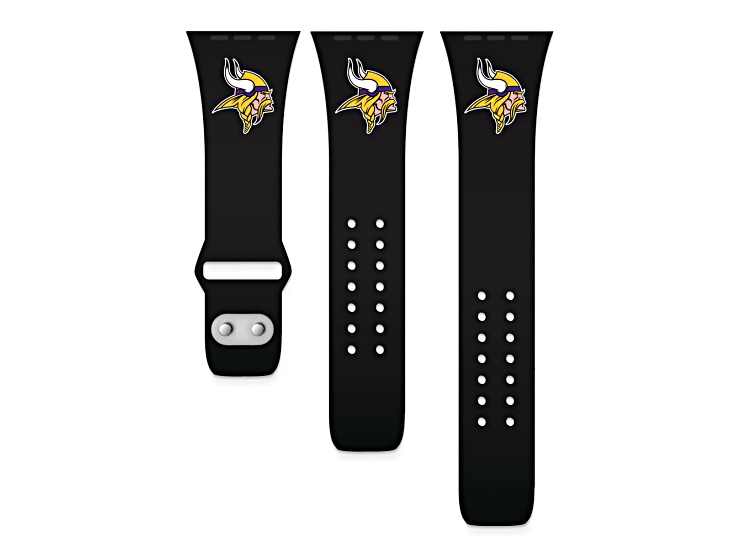 Gametime Minnesota Vikings Black Silicone Band fits Apple Watch (42/44mm  M/L). Watch not included. - 1C2K1T