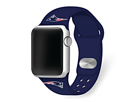 Gametime New England Patriots Navy Silicone Band fits Apple Watch (42/44mm M/L). Watch not included.