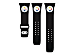 Gametime Pittsburgh Steelers Black Silicone Band fits Apple Watch (42/44mm M/L). Watch not included.