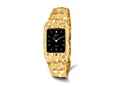 14k Yellow Gold Mens Squared Black 27x47mm Dial Solid Nugget Watch