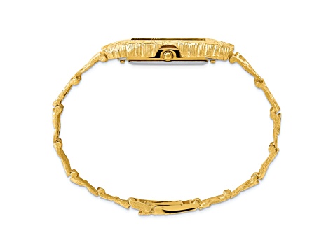 14k Yellow Gold Mens Squared Black 27x47mm Dial Solid Nugget Watch