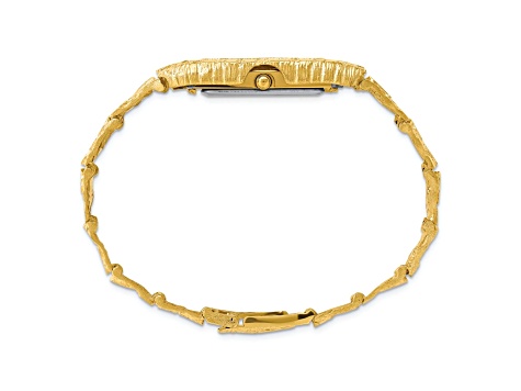 14k Yellow Gold Mens Squared Champagne 27x47mm Dial Solid Nugget