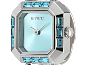 Invicta Mini 21.5mm Blue Dial Stainless Steel Band Quartz Ring Watch