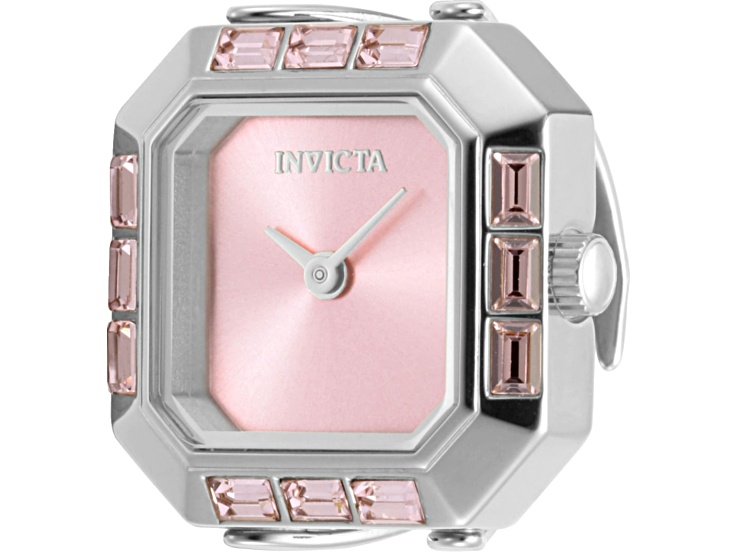 Invicta Mini 21.5mm Pink Dial Stainless Steel Band Quartz Ring