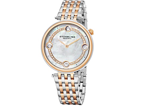 Stuhrling Women's Culcita White Dial, Two-tone Rose Stainless Steel Watch