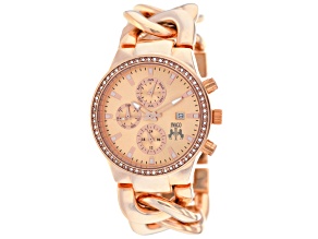 Jivago Women's Lev Rose Dial Crystal Bezel Rose Stainless Steel Watch