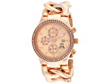 Jivago Women's Lev Rose Dial Crystal Bezel Rose Stainless Steel Watch