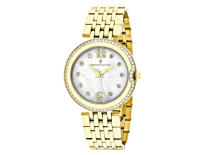 Christian Van Sant Women's Jasmine White Dial, Yellow Stainless Steel  Watch