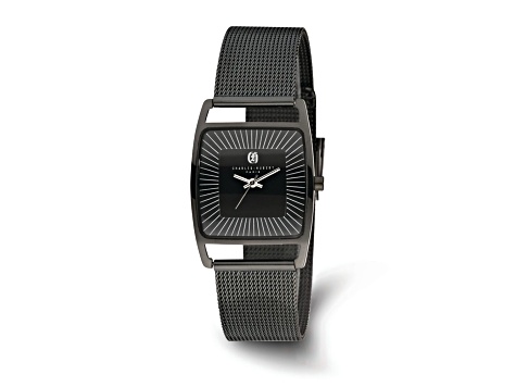 Charles Hubert Ladies Black Plated Stainless Steel Milanese Band Watch Womens Black IP-plated Stainless Steel Milanese Band Watch  main image 3