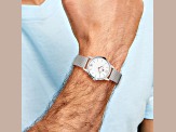 Mens Charles Hubert Stainless Steel Silver-tone Dial Mesh Band Watch