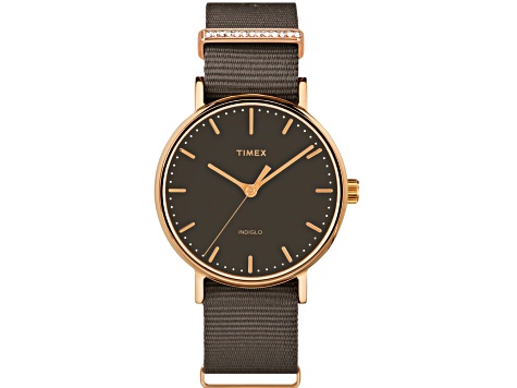 Timex Women's Fairfield Brown Dial, Brown Fabric Watch