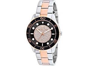 Michael Kors Women's Runway Black Dial Rose Two-tone Stainless Steel Watch