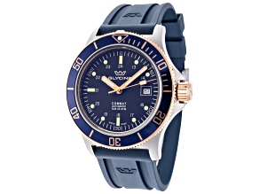 Glycine Men's Combat Sub 42mm Automatic Blue Dial Navy Silicone Strap Watch