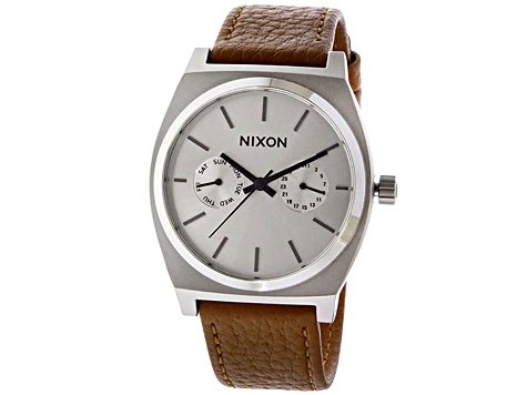 Nixon Women's Time Teller Brown Leather Strap Watch