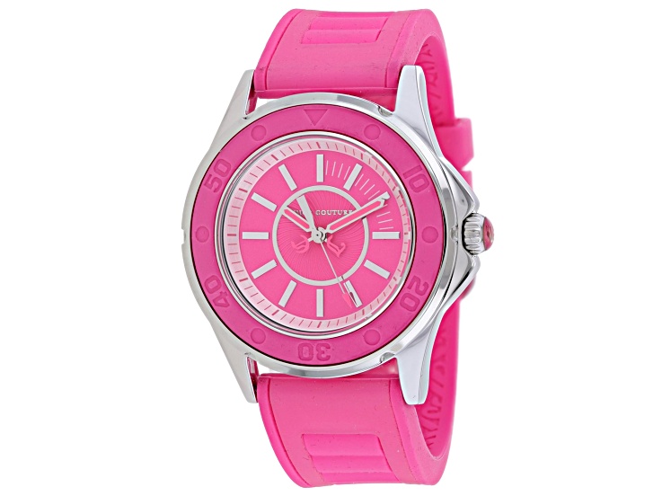 Juicy Couture Rich Girl 41mm Pink Rubber Strap Pink Dial Quartz Watch