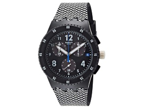 Swatch Men's Girotempo Black and White Silicone Strap Watch