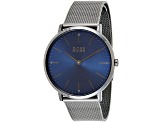 Hugo Boss Men's Horizon Blue Dial Gunmetal Stainless Steel Mesh Strap Watch