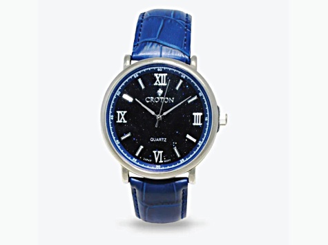 Croton Stainless Steel Quartz Watch with Blue Glass Dial and  display picture 2