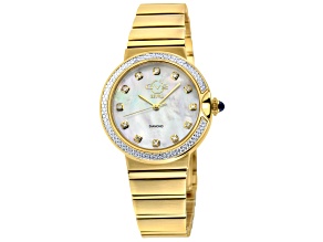 GV2 Sorrento Diamond White MOP Dial Yellow Stainless Steel Bracelet Watch
