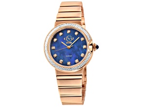 GV2 Sorrento Diamond Blue MOP Dial Rose Stainless Steel Bracelet Watch