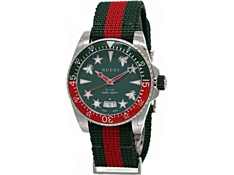 Gucci Men's Dive Green Dial, Multicolor Fabric Watch