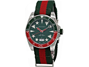 Gucci Men's Dive Green Dial, Multicolor Fabric Watch