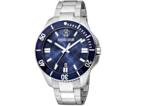 Roberto Cavalli Men's Classic Blue Dial, Stainless Steel Bracelet Watch