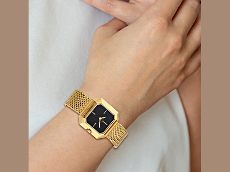 Charles Hubert Ladies IP-plated Stainless Mesh Black Dial Quartz Watch Charles Hubert Black Stainless Chrono Dual Time Off-White  main image 3
