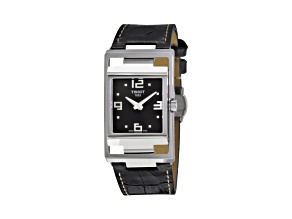 Tissot Black Women's Black Dial Black Leather Band Watch