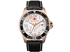 Seapro Men's Voyager White Dial, Black Bezel, Black Leather Strap Watch