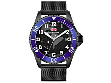 Picture of Seapro Men's Voyager Black Dial, Black Stainless Steel Mesh Watch