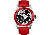 Seapro Men's Voyager Black Dial, Red Bezel, Red Leather Strap Watch