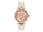 Versus Versace Sertie Womens Watch 36mm Rose Case Rose Enamel Dial Leather Strap