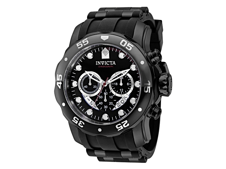 Invicta Pro Diver 48mm Red Black Dial Silicone Stainless Steel Band Quartz Watch